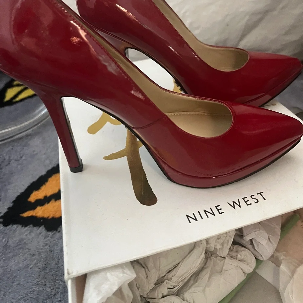 Nine West Red Shoes- 5” heel - Picture 1 of 5